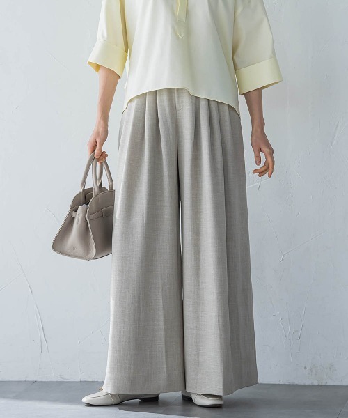 LAUTREAMONT（ロートレアモン）の「タックワイドパンツ≪セットアップ対応/洗濯機で洗える≫（その他パンツ・レディース・チャコールグレー/ピンク/ベージュ・7号/9号/11号）」の13枚目の写真