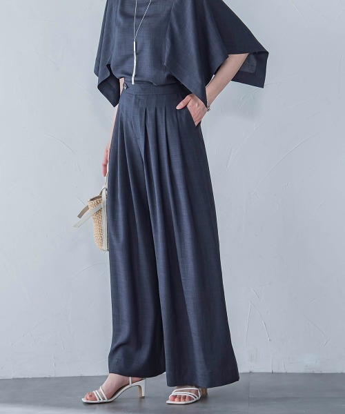 LAUTREAMONT（ロートレアモン）の「タックワイドパンツ≪セットアップ対応/洗濯機で洗える≫（その他パンツ・レディース・チャコールグレー/ピンク/ベージュ・7号/9号/11号）」の5枚目の写真