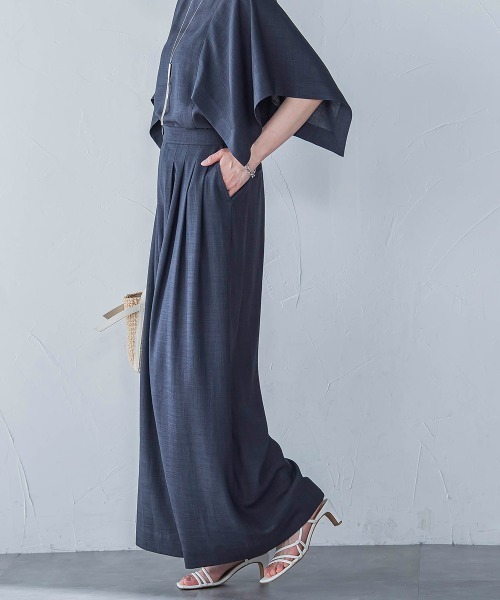 LAUTREAMONT（ロートレアモン）の「タックワイドパンツ≪セットアップ対応/洗濯機で洗える≫（その他パンツ・レディース・チャコールグレー/ピンク/ベージュ・7号/9号/11号）」の6枚目の写真