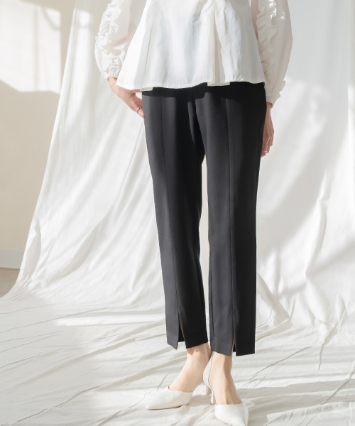 Petitjo（プッチージョ）の「小さいサイズ　フロントスリットテーパードパンツ　低身長さん・小柄女性（その他パンツ・レディース・ブラック/ブラウン・PSS/PS/PM/PL）」の2枚目の写真