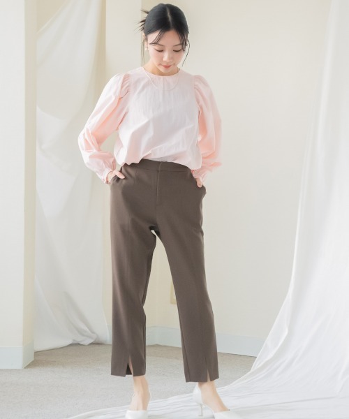 Petitjo（プッチージョ）の「小さいサイズ　フロントスリットテーパードパンツ　低身長さん・小柄女性（その他パンツ・レディース・ブラック/ブラウン・PSS/PS/PM/PL）」の3枚目の写真