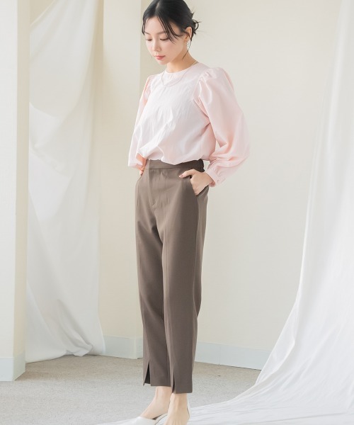 Petitjo（プッチージョ）の「小さいサイズ　フロントスリットテーパードパンツ　低身長さん・小柄女性（その他パンツ・レディース・ブラック/ブラウン・PSS/PS/PM/PL）」の4枚目の写真