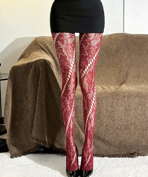 フラワーレース かぎ編み風 網タイツ ストッキング cula1175（タイツ