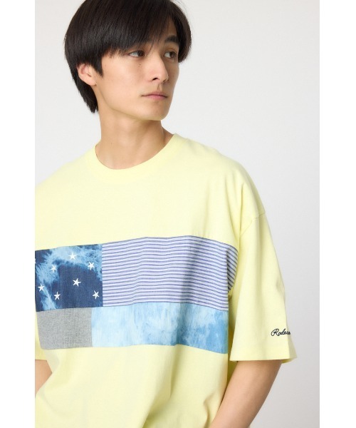 RODEO CROWNS WIDE BOWL(ロデオクラウンズワイドボウル)の「チェストミックスTシャツ(Tシャツ/カットソー・メンズ・ライトイエロー/グレー/オフホワイト・MEDIUM/LARGE)」の1枚目の写真