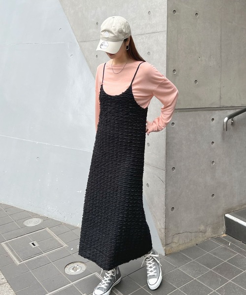 Futier land(フューティアランド)の「チビフリルキャミワンピース(ワンピース・レディース・ブラック/ホワイト・LARGE/MEDIUM)」の2枚目の写真