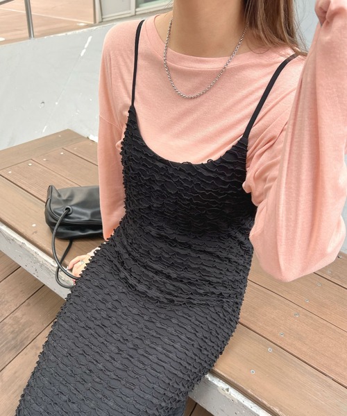 Futier land(フューティアランド)の「チビフリルキャミワンピース(ワンピース・レディース・ブラック/ホワイト・LARGE/MEDIUM)」の9枚目の写真