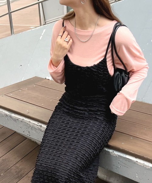 Futier land(フューティアランド)の「チビフリルキャミワンピース(ワンピース・レディース・ブラック/ホワイト・LARGE/MEDIUM)」の7枚目の写真