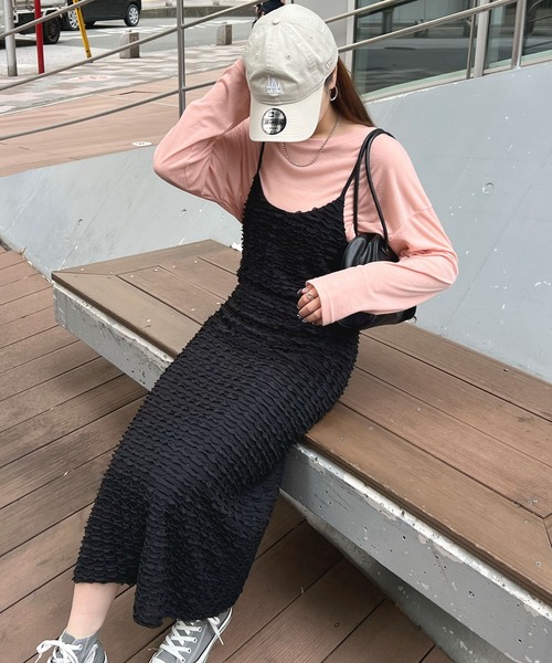 Futier land(フューティアランド)の「チビフリルキャミワンピース(ワンピース・レディース・ブラック/ホワイト・LARGE/MEDIUM)」の6枚目の写真