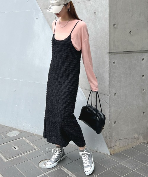 Futier land(フューティアランド)の「チビフリルキャミワンピース(ワンピース・レディース・ブラック/ホワイト・LARGE/MEDIUM)」の4枚目の写真