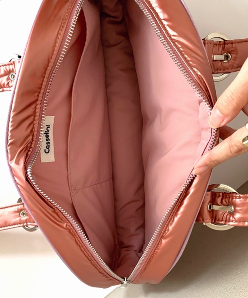 Casselini（キャセリーニ）の「ナイロンミニボストン（ボストンバッグ・レディース・コーラルピンク/ブラック・ONE SIZE）」の9枚目の写真