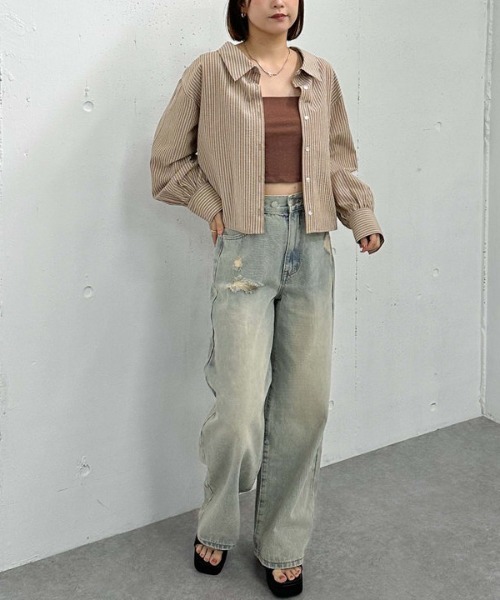 archives(アルシーヴ)の「2wayオフショルストライプシャツ(シャツ/ブラウス・レディース・ブルー/サックスブルー/ベージュ・MEDIUM)」の17枚目の写真