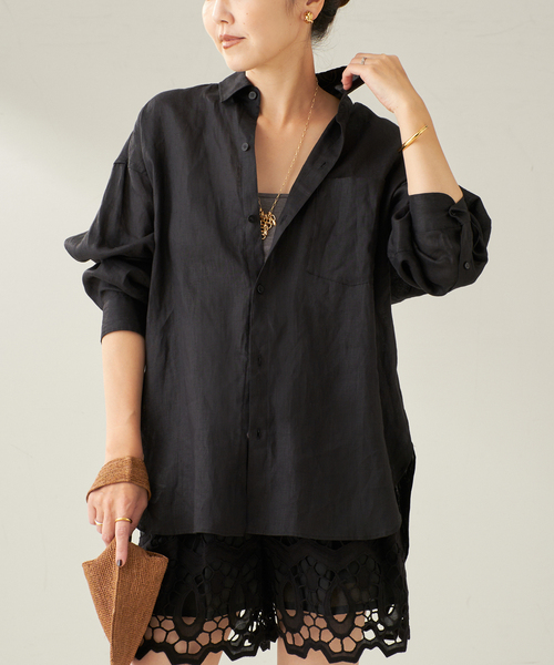plage（プラージュ）の「Linen Big シャツ（シャツ/ブラウス・レディース・イエロー系その他/アイボリー/ブラック・FREE）」の21枚目の写真