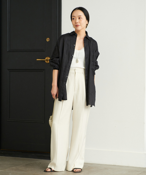 plage（プラージュ）の「Linen Big シャツ（シャツ/ブラウス・レディース・イエロー系その他/アイボリー/ブラック・FREE）」の19枚目の写真