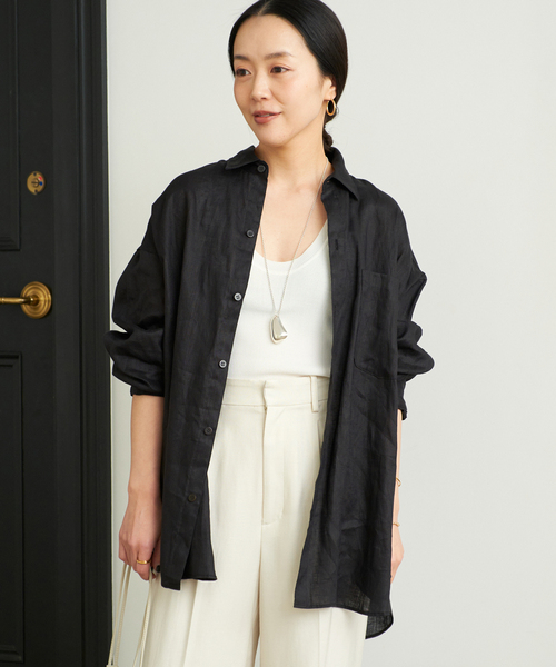 plage（プラージュ）の「Linen Big シャツ（シャツ/ブラウス・レディース・イエロー系その他/アイボリー/ブラック・FREE）」の15枚目の写真