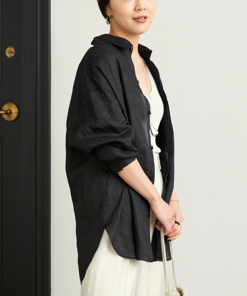 plage（プラージュ）の「Linen Big シャツ（シャツ/ブラウス・レディース・イエロー系その他/アイボリー/ブラック・FREE）」の14枚目の写真