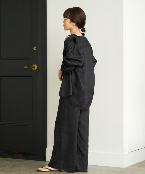 plage（プラージュ）の「Linen Big シャツ（シャツ/ブラウス・レディース・イエロー系その他/アイボリー/ブラック・FREE）」の12枚目の写真