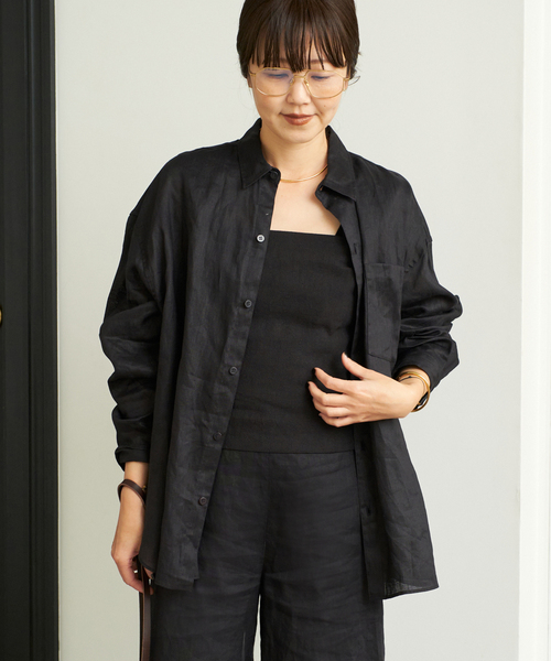plage（プラージュ）の「Linen Big シャツ（シャツ/ブラウス・レディース・イエロー系その他/アイボリー/ブラック・FREE）」の10枚目の写真