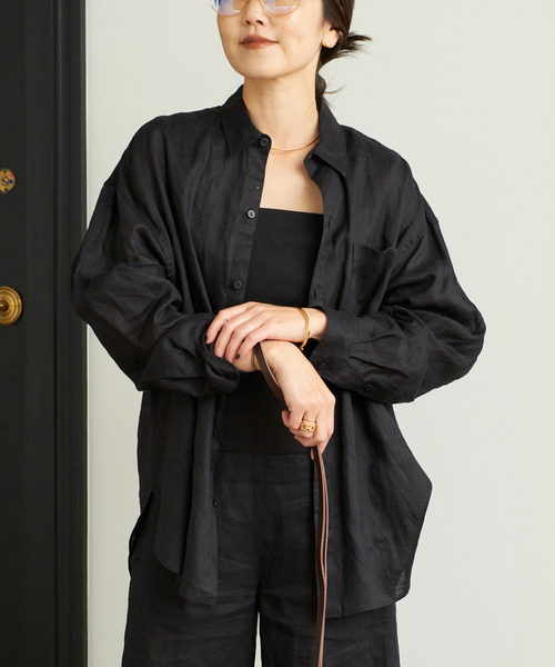 plage（プラージュ）の「Linen Big シャツ（シャツ/ブラウス・レディース・イエロー系その他/アイボリー/ブラック・FREE）」の9枚目の写真