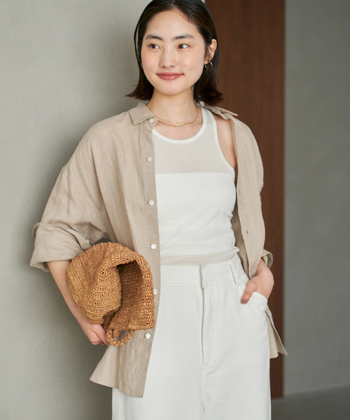 plage（プラージュ）の「Linen Big シャツ（シャツ/ブラウス・レディース・イエロー系その他/アイボリー/ブラック・FREE）」の5枚目の写真