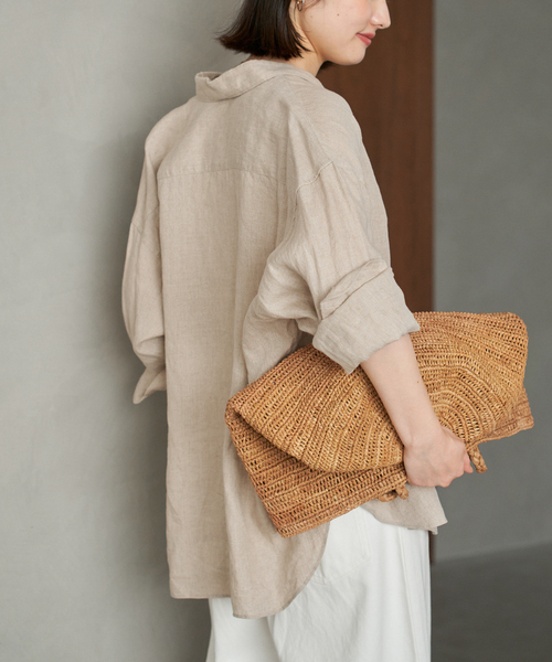 plage（プラージュ）の「Linen Big シャツ（シャツ/ブラウス・レディース・イエロー系その他/アイボリー/ブラック・FREE）」の4枚目の写真