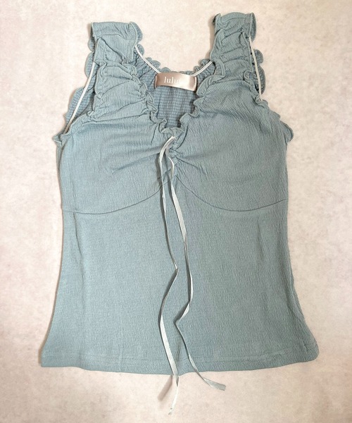 VIBGYOR（ヴィブジョー）の「リボンギャザー タンクトップ(CZ)（タンクトップ・レディース・ホワイト/アイボリー/ブルーグレー・MEDIUM/LARGE）」の16枚目の写真