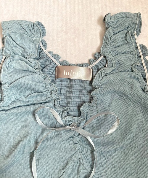 VIBGYOR（ヴィブジョー）の「リボンギャザー タンクトップ(CZ)（タンクトップ・レディース・ホワイト/アイボリー/ブルーグレー・MEDIUM/LARGE）」の18枚目の写真