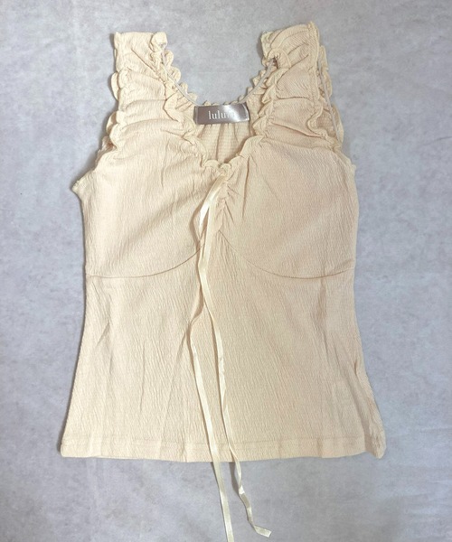 VIBGYOR（ヴィブジョー）の「リボンギャザー タンクトップ(CZ)（タンクトップ・レディース・ホワイト/アイボリー/ブルーグレー・MEDIUM/LARGE）」の21枚目の写真