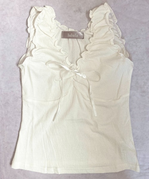 VIBGYOR（ヴィブジョー）の「リボンギャザー タンクトップ(CZ)（タンクトップ・レディース・ホワイト/アイボリー/ブルーグレー・MEDIUM/LARGE）」の22枚目の写真