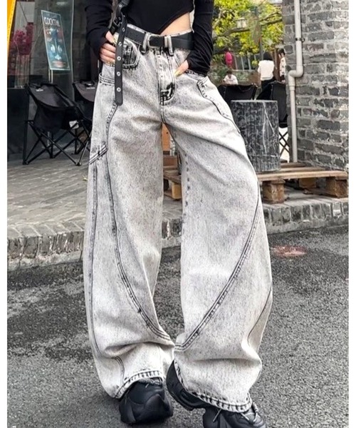 MAHF デニム風ルーズジャケット×デニム風サイドポケットスノーパンツ MAHF デニム風ルーズジャケット×デニム風サイドポケットスノーパンツ