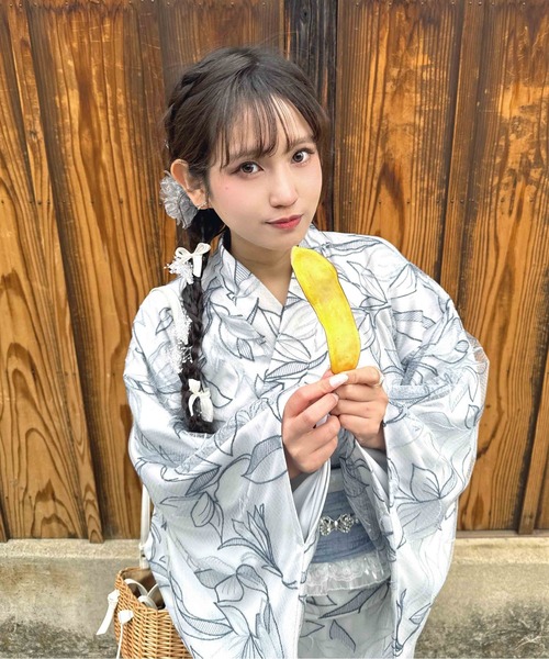 AS KNOW AS plus(アズノゥアズプラス)の「●レースデザイン浴衣 3点セット(キャミワンピース・羽織り・兵児帯)(浴衣・レディース・ブルー系/ブラック系/ピンク系/ブラック系その他/ブルー系その他/ブラック系1・FREE)」の10枚目の写真