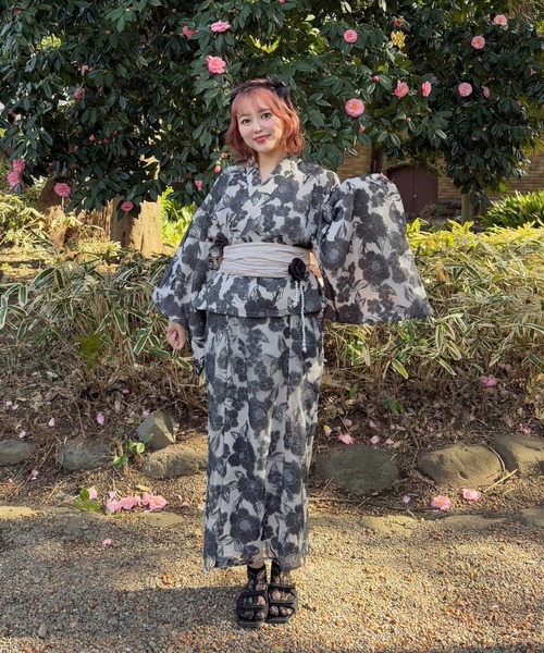 AS KNOW AS plus（アズノゥアズプラス）の「●マルチデザイン浴衣 3点セット(キャミワンピース・羽織り・兵児帯)（浴衣・レディース・ブルー系/ブラック系/ピンク系・FREE）」の8枚目の写真