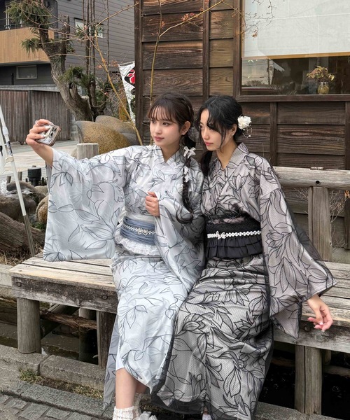 AS KNOW AS plus（アズノゥアズプラス）の「●レースデザイン浴衣 3点セット(キャミワンピース・羽織り・兵児帯)（浴衣・レディース・ブルー系/ブラック系/ピンク系/ブラック系その他/ブルー系その他/ブラック系1・FREE）」の15枚目の写真