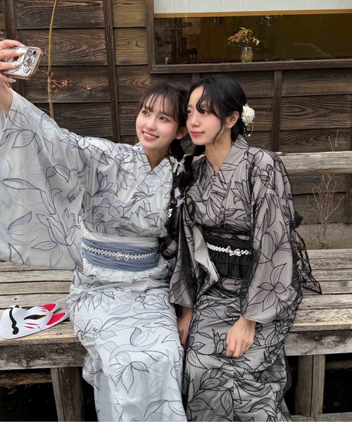 AS KNOW AS plus（アズノゥアズプラス）の「●レースデザイン浴衣 3点セット(キャミワンピース・羽織り・兵児帯)（浴衣・レディース・ブルー系/ブラック系/ピンク系/ブラック系その他/ブルー系その他/ブラック系1・FREE）」の16枚目の写真