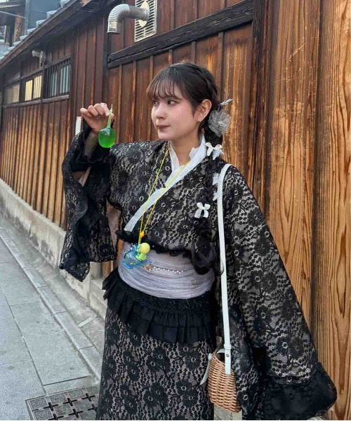 AS KNOW AS plus（アズノゥアズプラス）の「●レースデザイン浴衣 3点セット(キャミワンピース・羽織り・兵児帯)（浴衣・レディース・ブルー系/ブラック系/ピンク系/ブラック系その他/ブルー系その他/ブラック系1・FREE）」の18枚目の写真