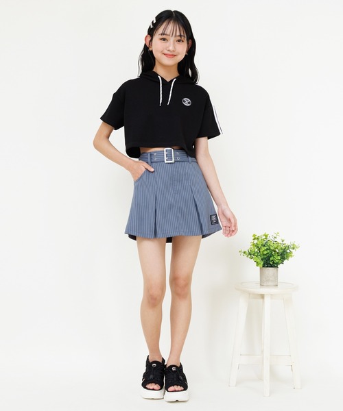 ユキエモンスカートパンツ エモダ EMODA ハングベルトデニムスカート （ブラック