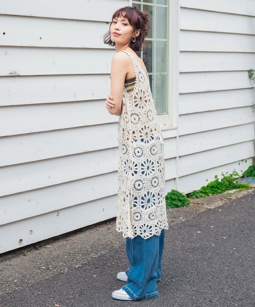 anap mimpi（アナップミンピ）の「クロッシェ編み ロング ワンピース（ワンピース・レディース・キナリ・FREE）」の7枚目の写真
