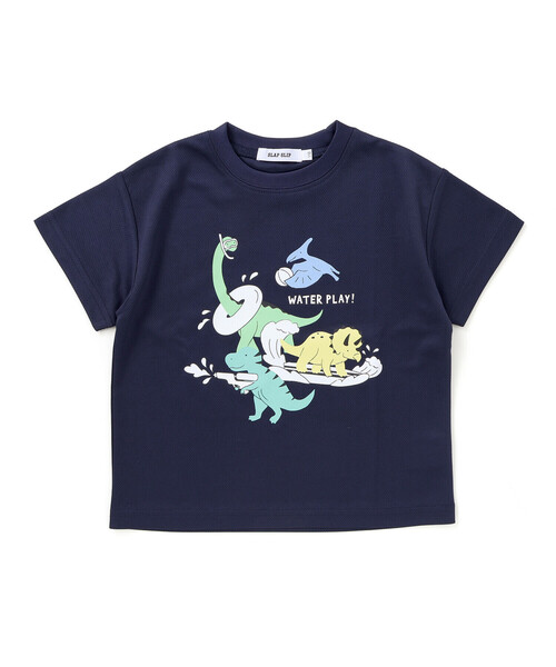 SLAP SLIP（スラップスリップ）の「【水にぬれると色が変わる！？】恐竜水遊びプリントTシャツ(80~130cm)（Tシャツ/カットソー・キッズ・ネイビー/グリーン・90cm/100cm/80ｃｍ/130cm/110cm/120cm）」の2枚目の写真