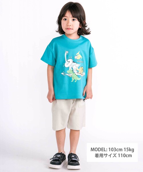 SLAP SLIP（スラップスリップ）の「【水にぬれると色が変わる！？】恐竜水遊びプリントTシャツ(80~130cm)（Tシャツ/カットソー・キッズ・ネイビー/グリーン・90cm/100cm/80ｃｍ/130cm/110cm/120cm）」の4枚目の写真