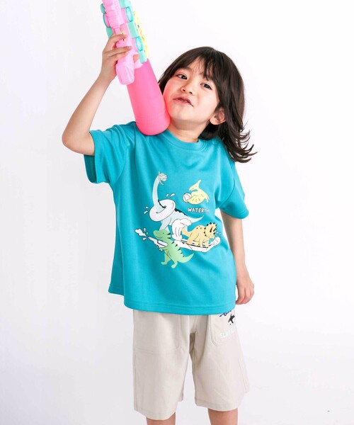 SLAP SLIP（スラップスリップ）の「【水にぬれると色が変わる！？】恐竜水遊びプリントTシャツ(80~130cm)（Tシャツ/カットソー・キッズ・ネイビー/グリーン・90cm/100cm/80ｃｍ/130cm/110cm/120cm）」の5枚目の写真