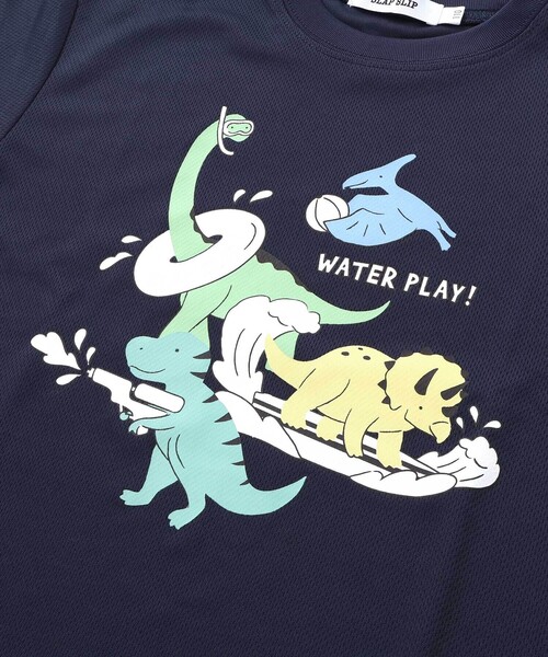 SLAP SLIP（スラップスリップ）の「【水にぬれると色が変わる！？】恐竜水遊びプリントTシャツ(80~130cm)（Tシャツ/カットソー・キッズ・ネイビー/グリーン・90cm/100cm/80ｃｍ/130cm/110cm/120cm）」の10枚目の写真