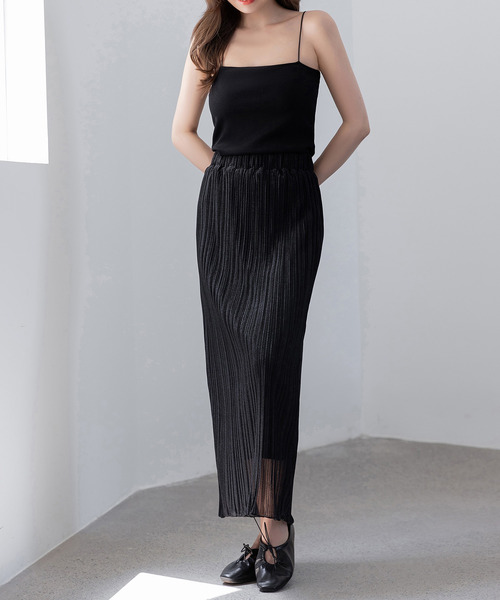 DAY CLOSET(デイ クローゼット)の「レディース 程よい透け感。シアーメロウフリルプリーツスカート(スカート・レディース・キナリ/ピンク/ブラック/ライトグレー・L/M)」の12枚目の写真