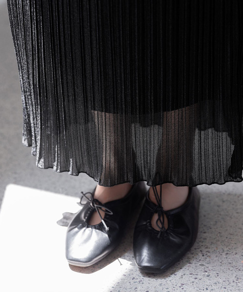 DAY CLOSET(デイ クローゼット)の「レディース 程よい透け感。シアーメロウフリルプリーツスカート(スカート・レディース・キナリ/ピンク/ブラック/ライトグレー・L/M)」の20枚目の写真