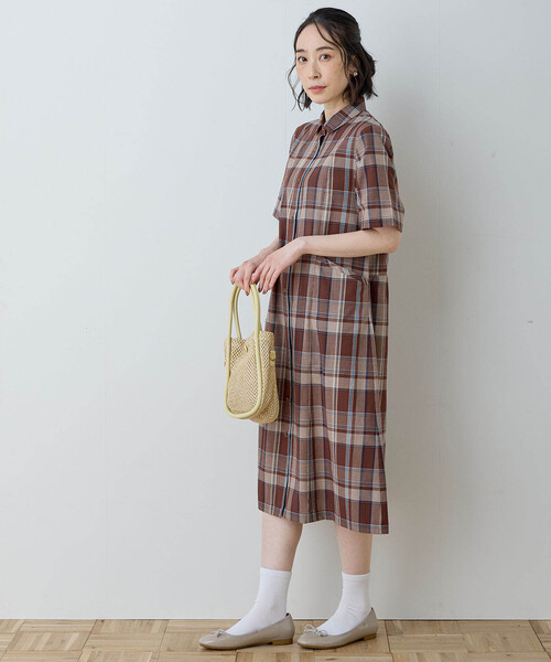 DECOY SINCE 1981（デコイシンスイチキュウハチイチ）の「チェックワンピース（ワンピース・レディース・ブラウン/ネイビー・11号/9号/13号）」の9枚目の写真