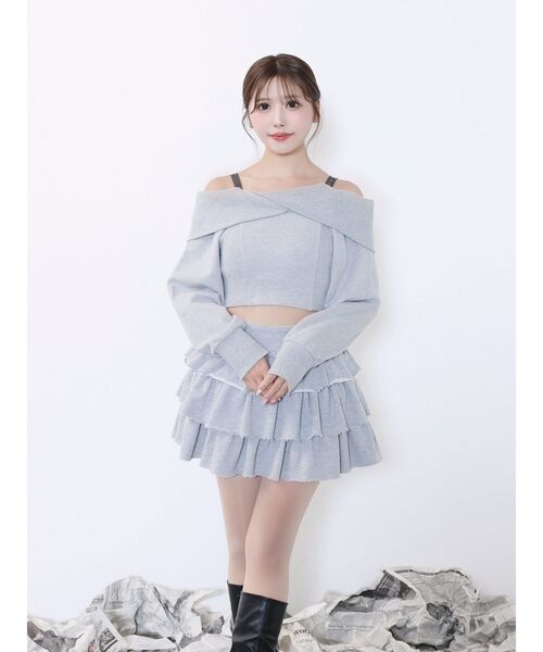 EATME（イートミー）の「オフショルレーススウェットTOP（Tシャツ/カットソー・レディース・グレー/ブラック/ネイビー・FREE）」の5枚目の写真