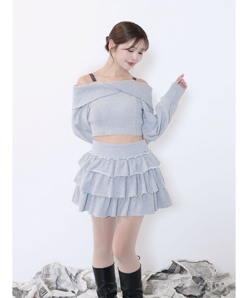 EATME（イートミー）の「オフショルレーススウェットTOP（Tシャツ/カットソー・レディース・グレー/ブラック/ネイビー・FREE）」の6枚目の写真