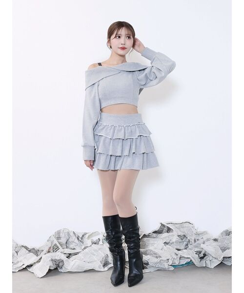 EATME（イートミー）の「オフショルレーススウェットTOP（Tシャツ/カットソー・レディース・グレー/ブラック/ネイビー・FREE）」の7枚目の写真