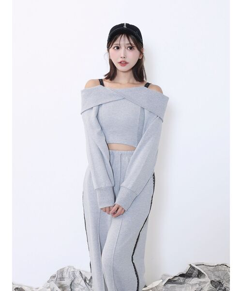EATME（イートミー）の「オフショルレーススウェットTOP（Tシャツ/カットソー・レディース・グレー/ブラック/ネイビー・FREE）」の9枚目の写真