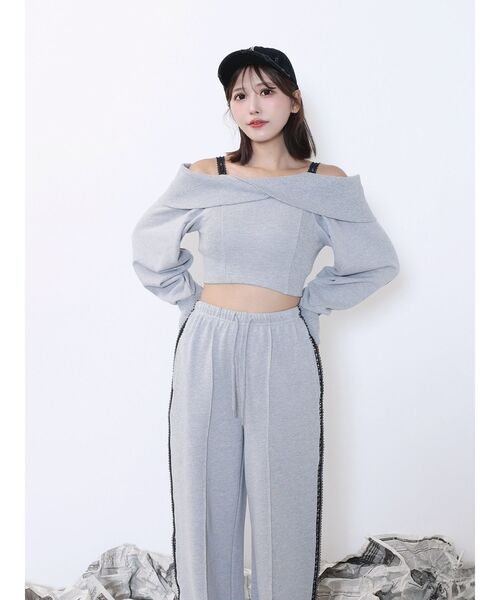 EATME（イートミー）の「オフショルレーススウェットTOP（Tシャツ/カットソー・レディース・グレー/ブラック/ネイビー・FREE）」の10枚目の写真