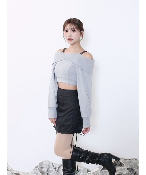 EATME（イートミー）の「オフショルレーススウェットTOP（Tシャツ/カットソー・レディース・グレー/ブラック/ネイビー・FREE）」の14枚目の写真