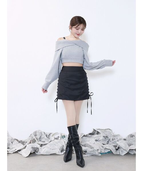 EATME（イートミー）の「オフショルレーススウェットTOP（Tシャツ/カットソー・レディース・グレー/ブラック/ネイビー・FREE）」の15枚目の写真